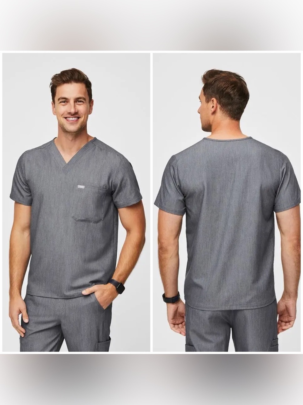 Figs Leon™ Scrub Graphite Men Top (Size L)